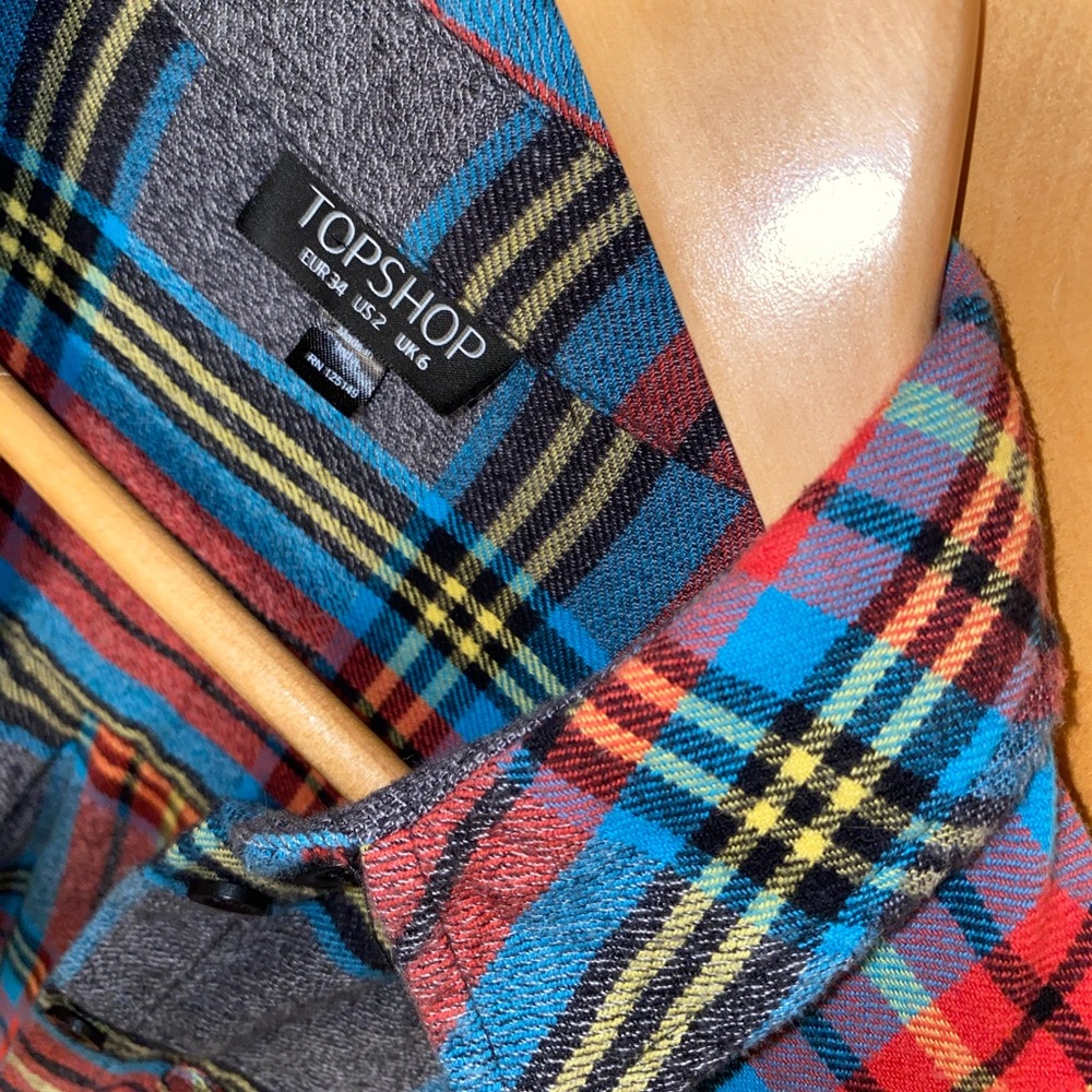 Topshop Button Down Plaid Crop - image 5